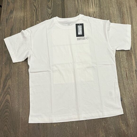 NWT Converse Coastal Vibes Knit Tee Loose Fit Short Sleeve Crewneck White Small - Picture 1 of 8